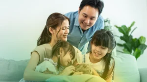 Family bonding and family members interacting and enjoying